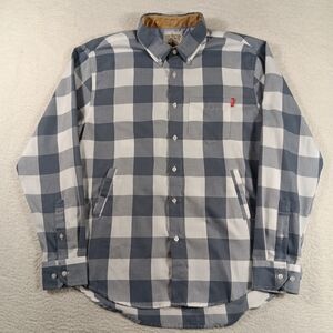 Men's Blue and White Checkered Shirt